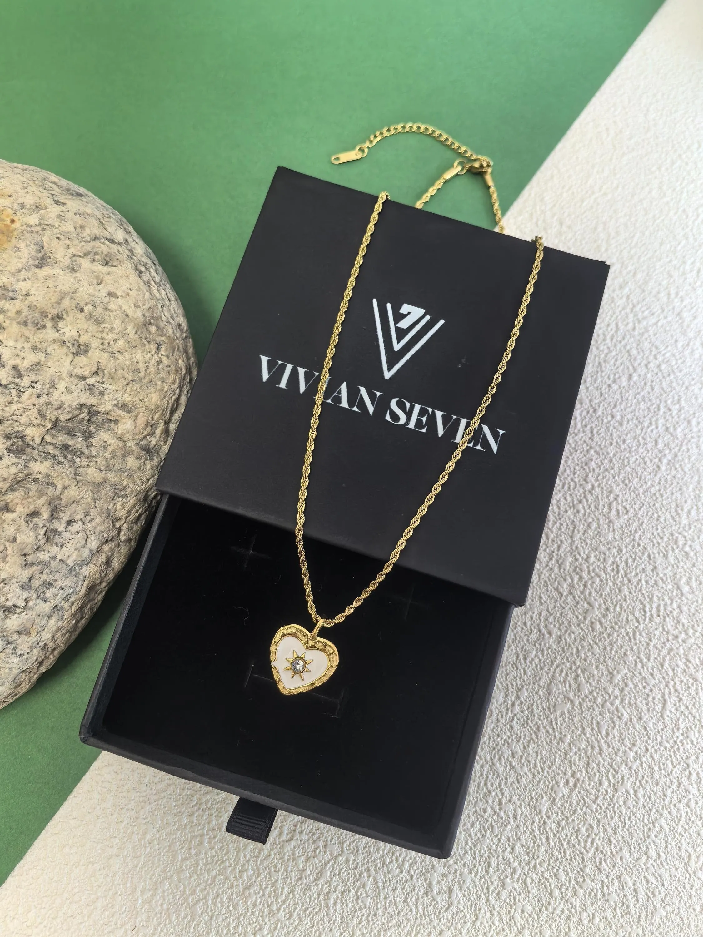 Love Zircon Titanium Steel Heart Chain Pendant Dainty Delicate Necklace