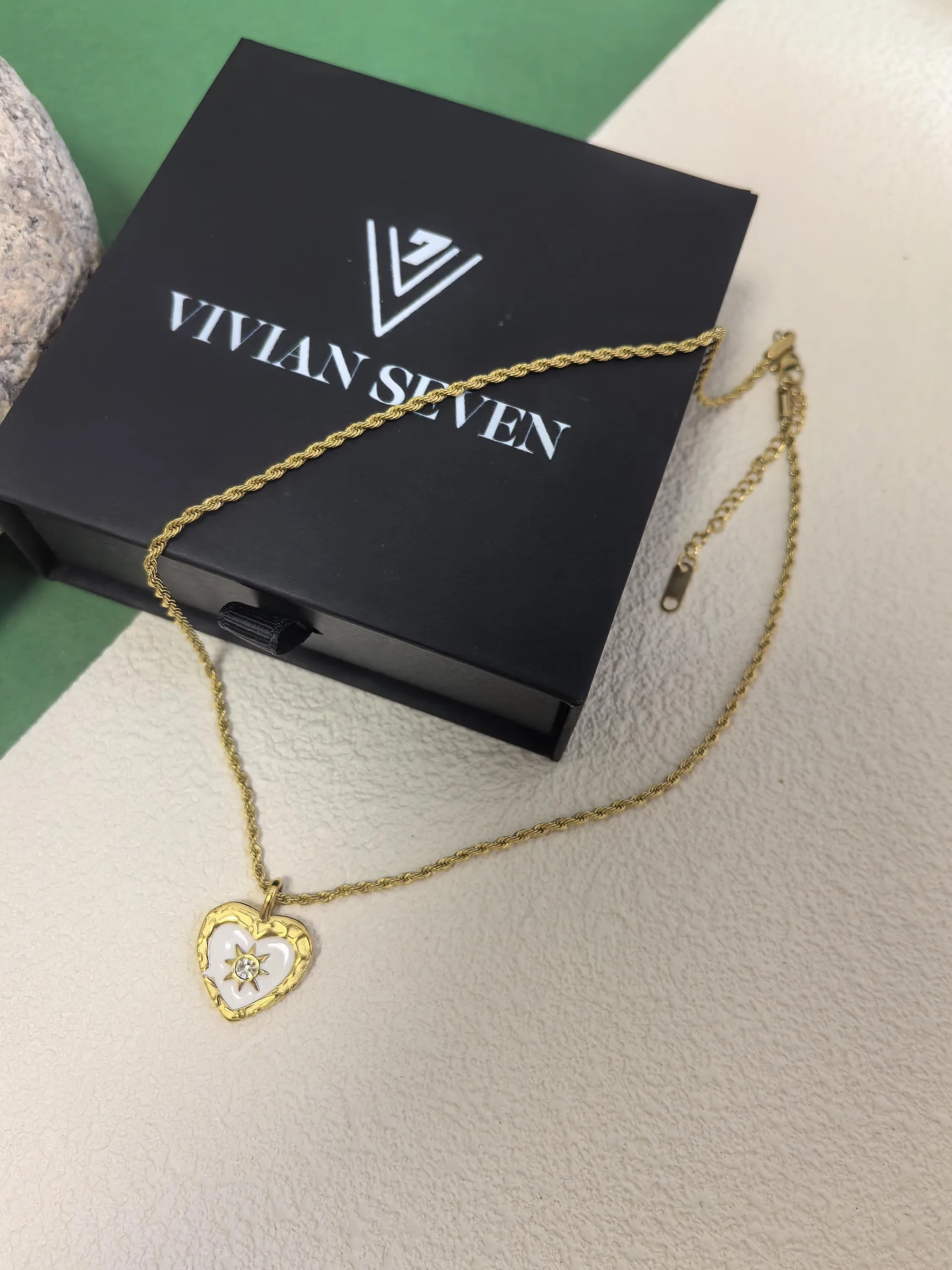 Love Zircon Titanium Steel Heart Chain Pendant Dainty Delicate Necklace