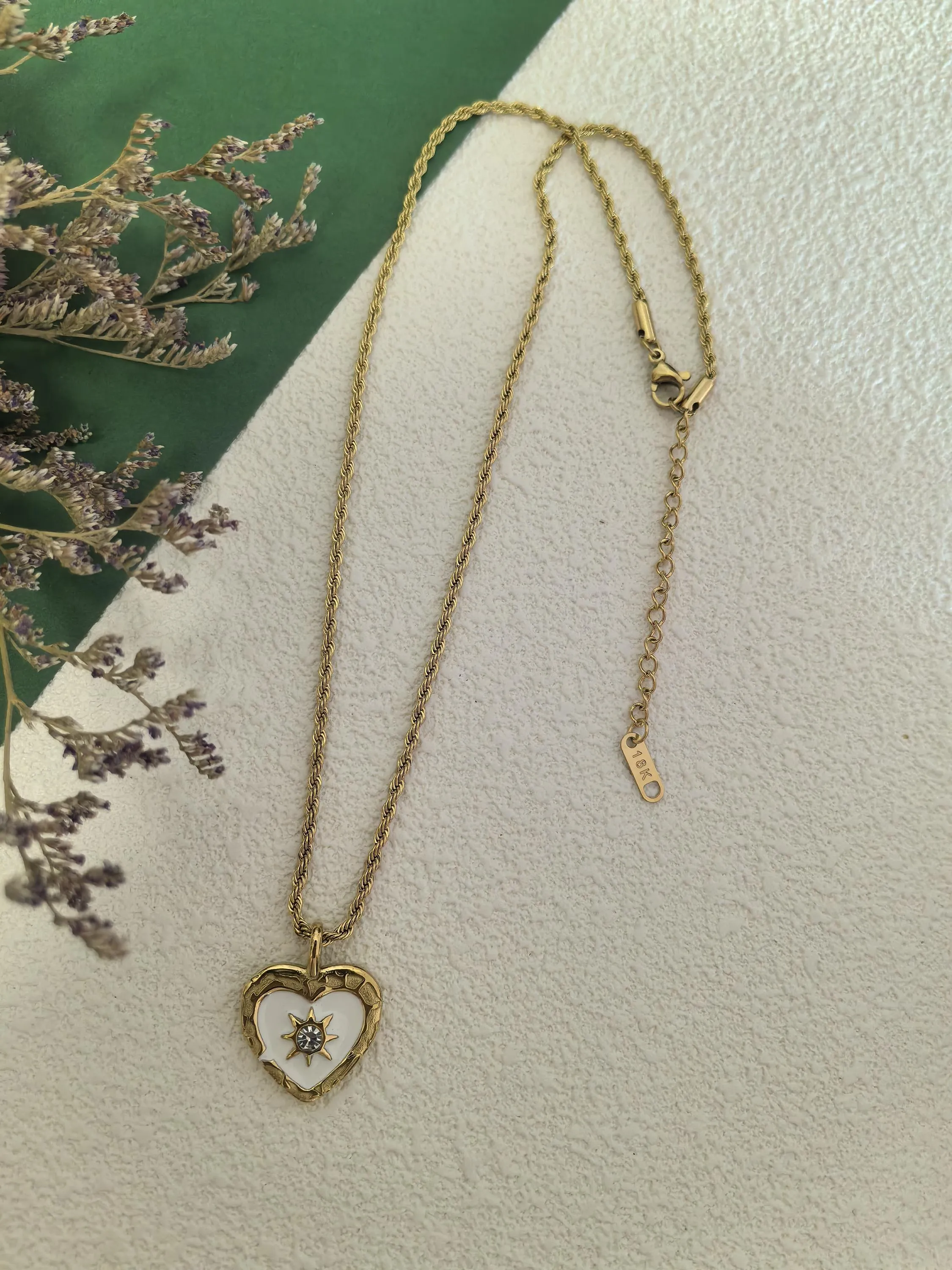 Love Zircon Titanium Steel Heart Chain Pendant Dainty Delicate Necklace