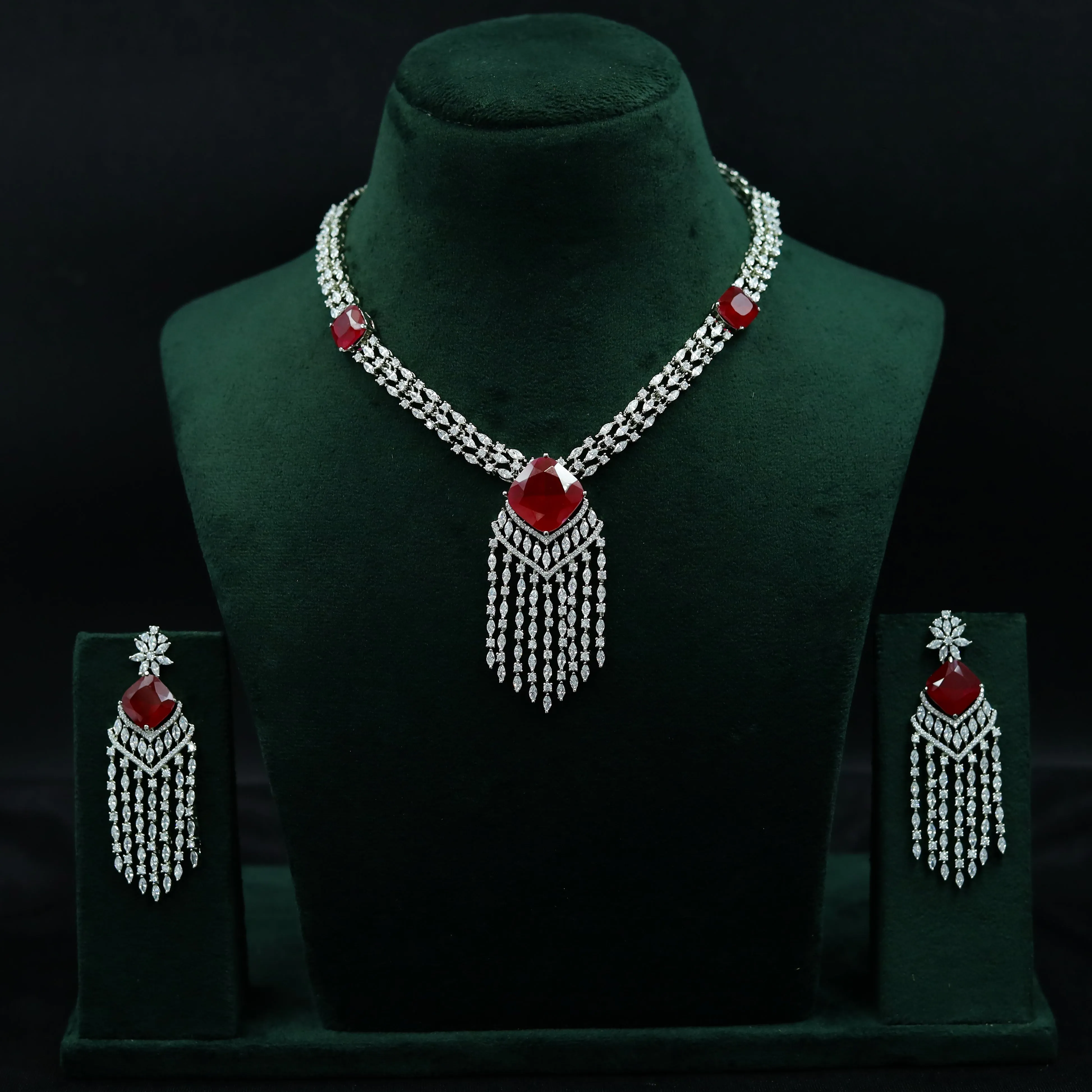 Manish Malhotra Inspired Round Neck Zircon/AD Necklace Set 11897-69