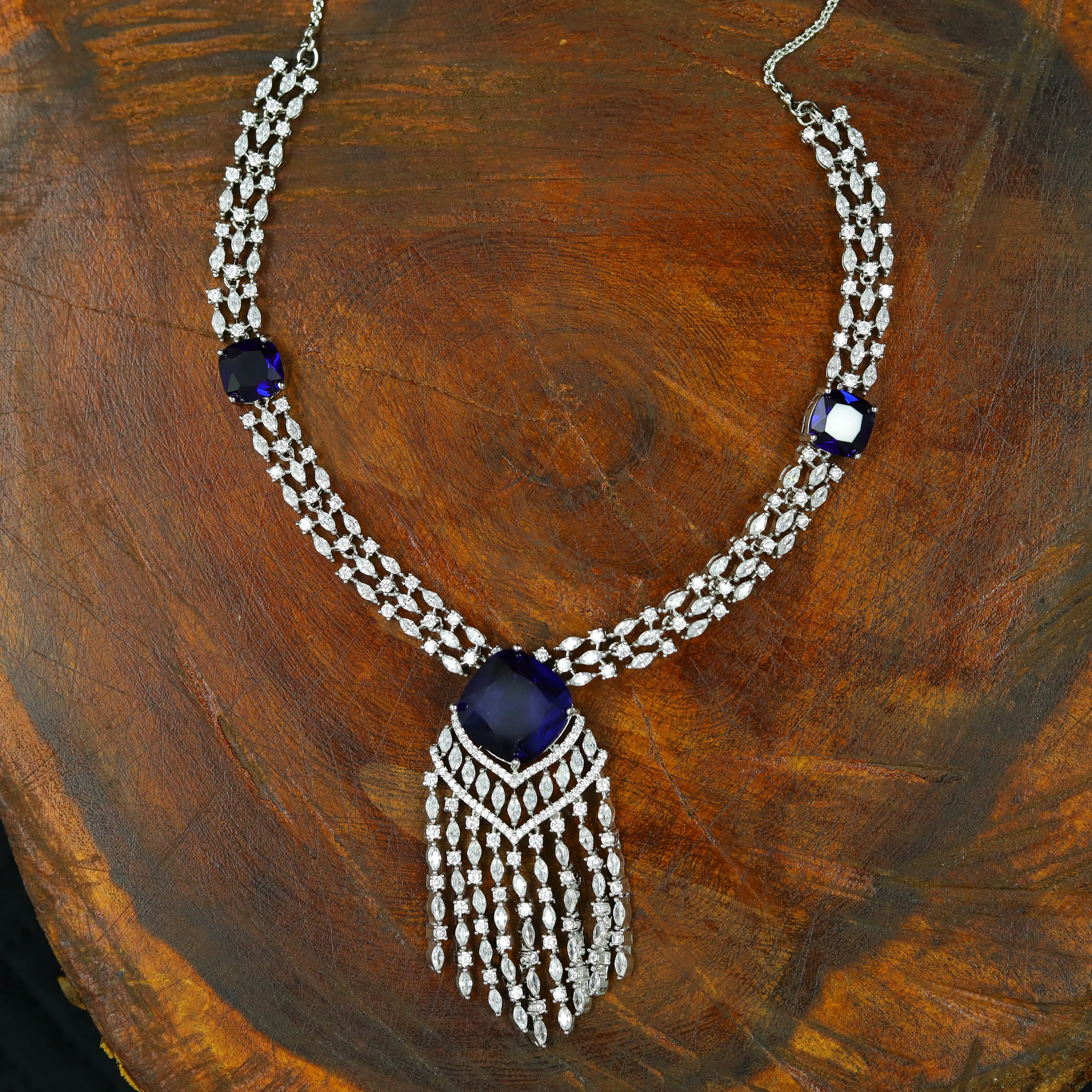 Manish Malhotra Inspired Round Neck Zircon/AD Necklace Set 11897-69