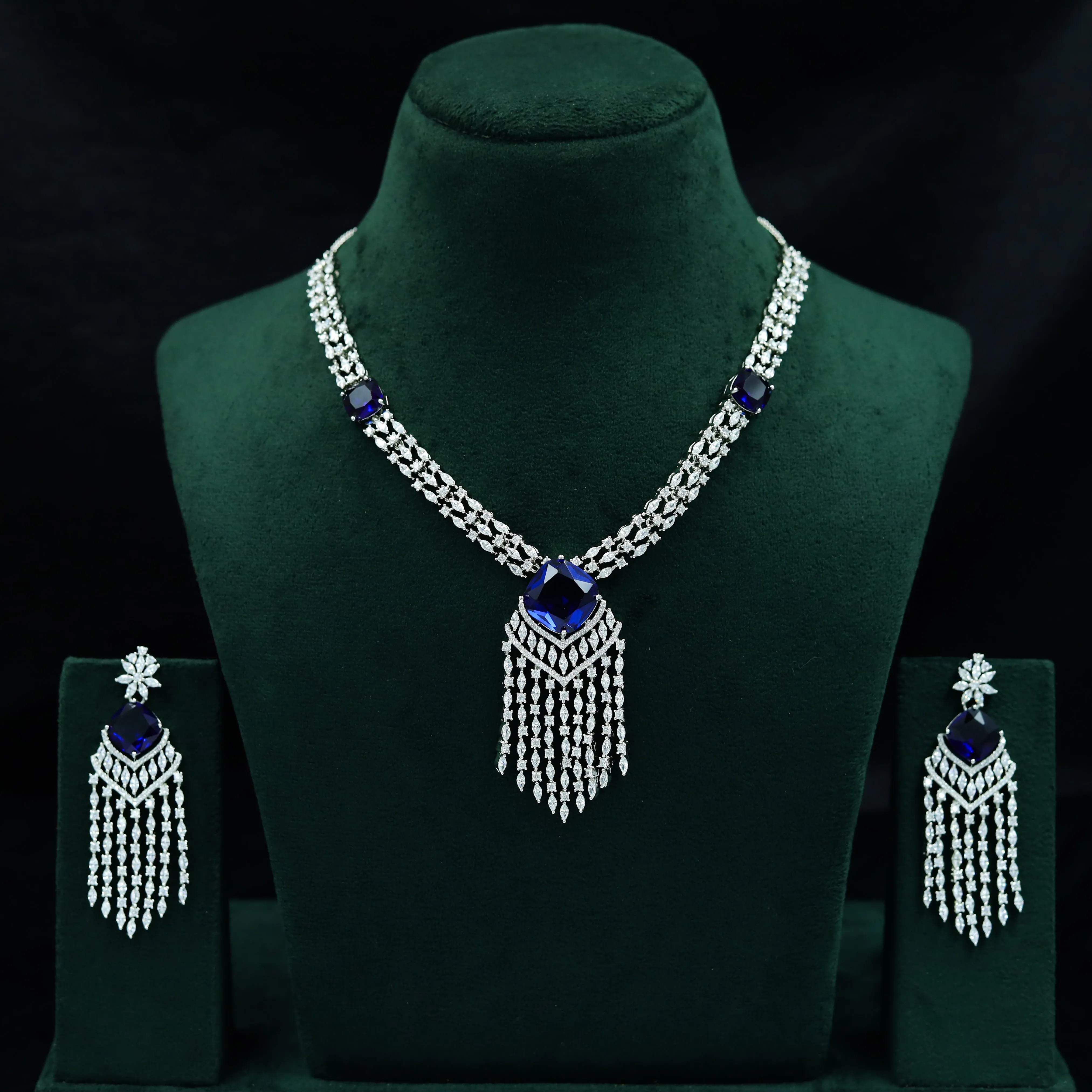 Manish Malhotra Inspired Round Neck Zircon/AD Necklace Set 11897-69