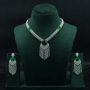Manish Malhotra Inspired Round Neck Zircon/AD Necklace Set 11897-69