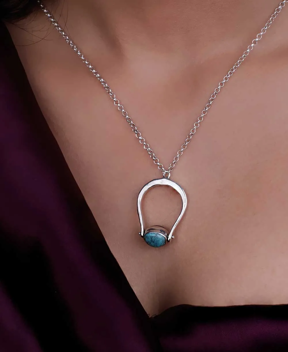 Mindful Sterling Silver Spinner Pendant with Lapis and Turquoise