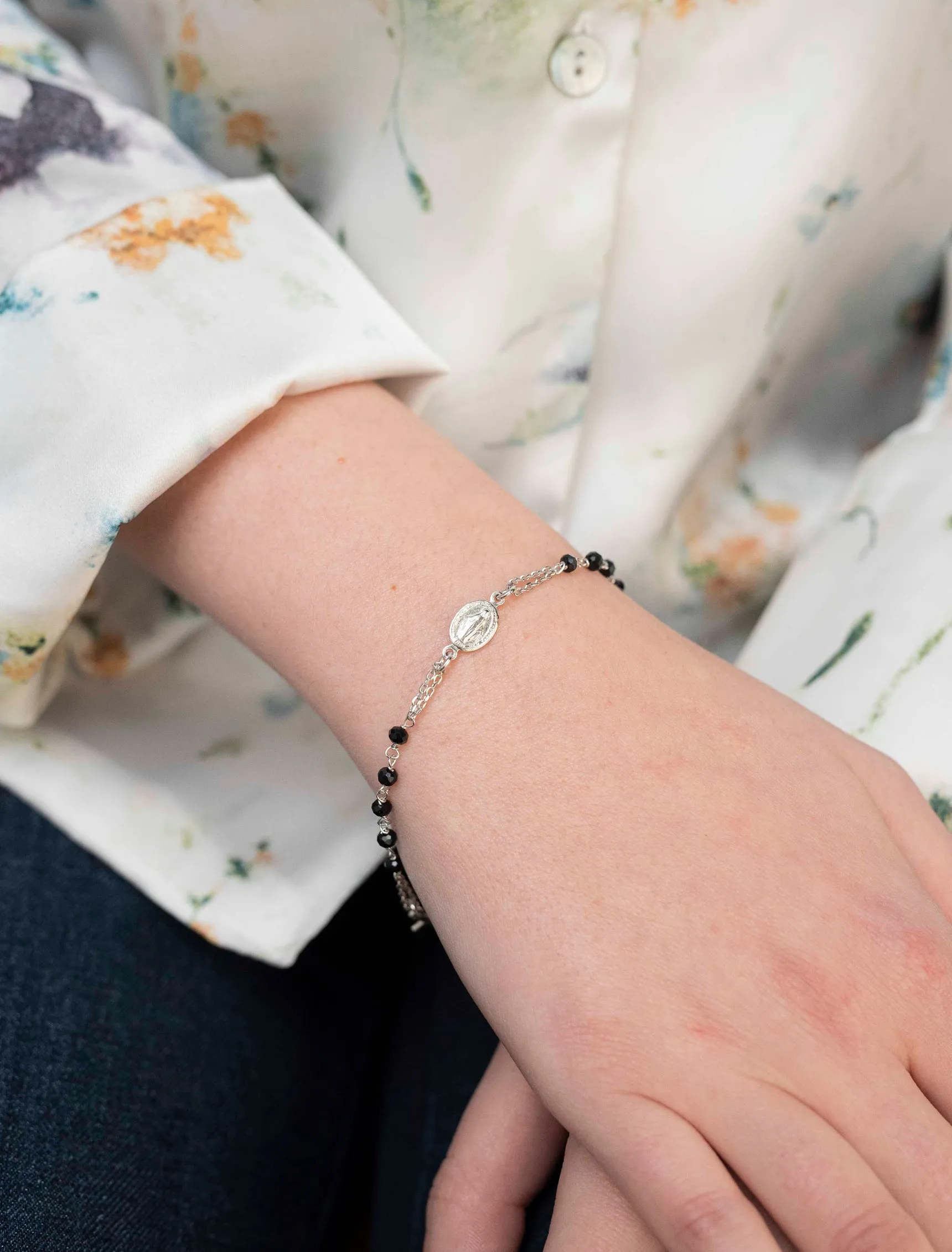 MIRACULOUS MEDAL AND CROSS - BRACELET - SILVER
