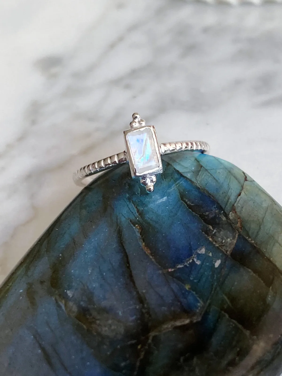 Moonstone Baguette Ring