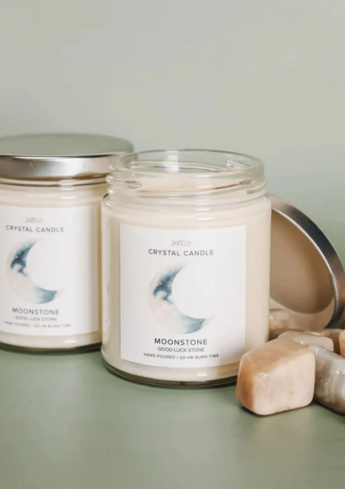 Moonstone Crystal Candle