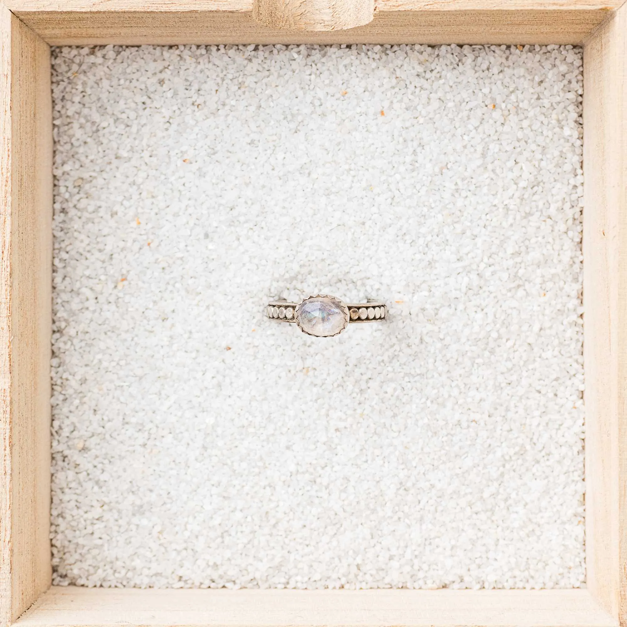 Moonstone East-West Ring on Beaded Band