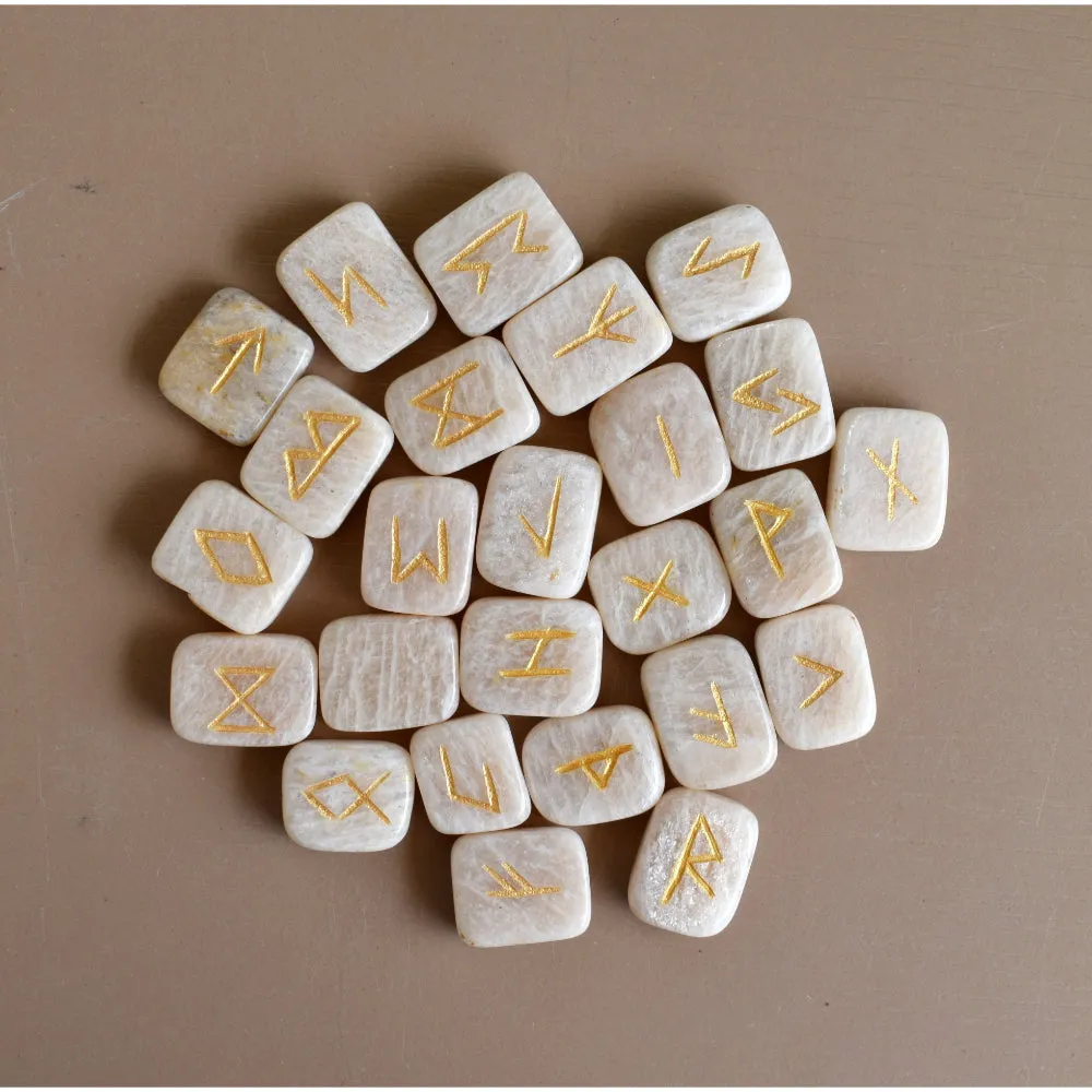 Moonstone Futhark Rune Set