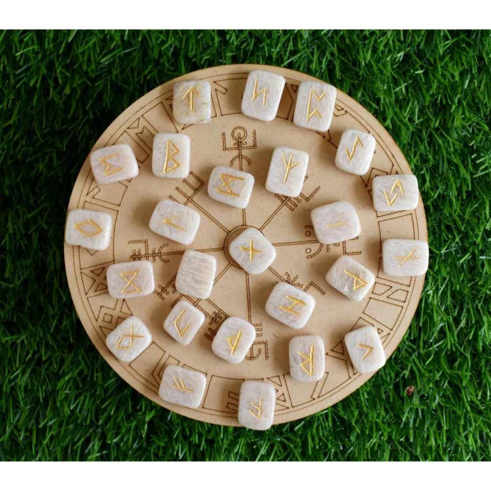Moonstone Futhark Rune Set