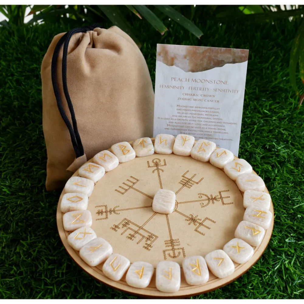Moonstone Futhark Rune Set
