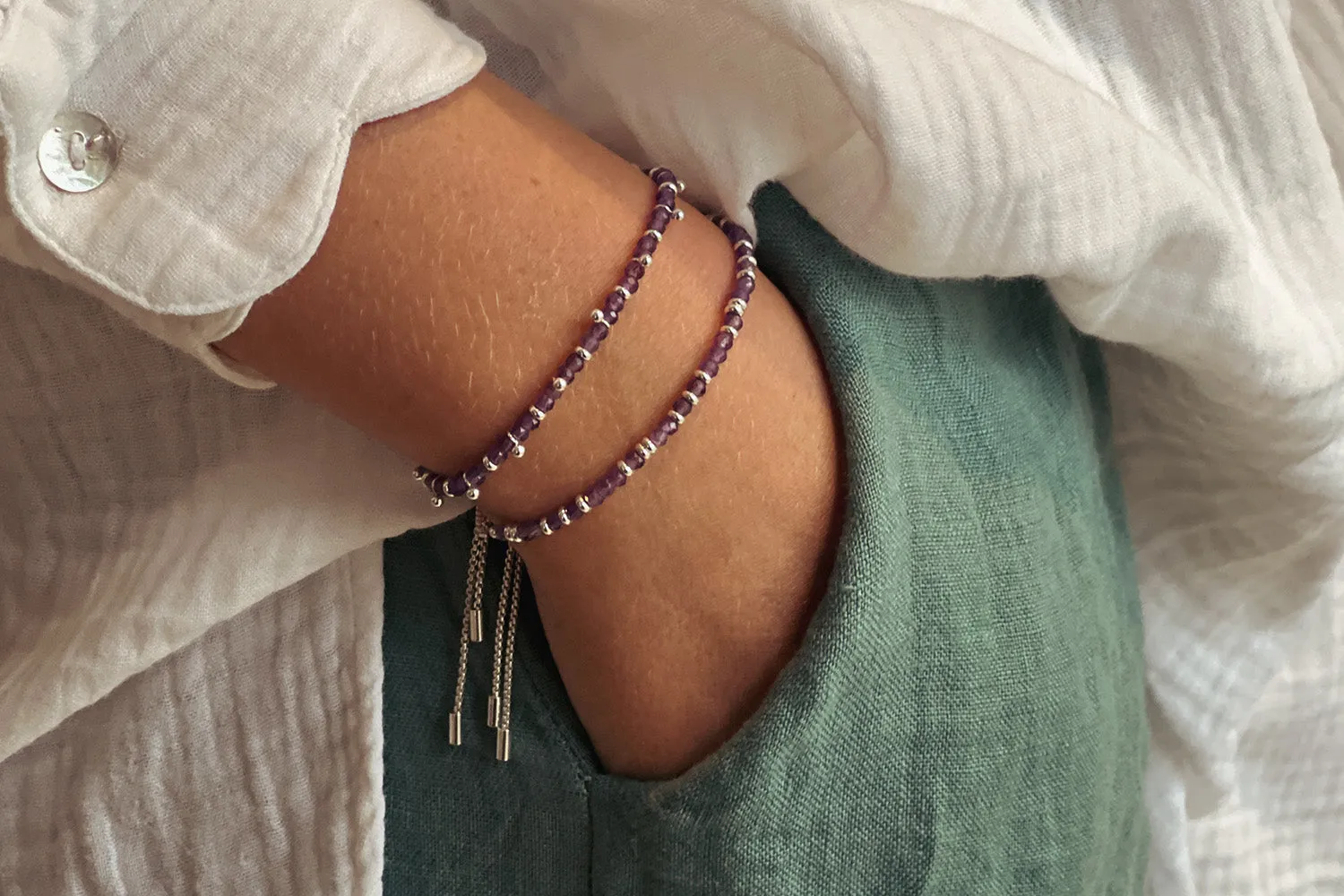 Mystical Amethyst Silver Bracelet