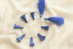 Natural Lapis Lazuli Tulip Flower Carving Beads