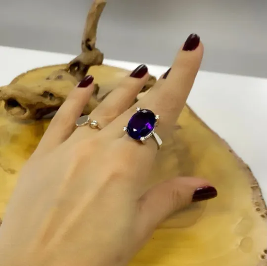 Oval Amethyst Statement Ring