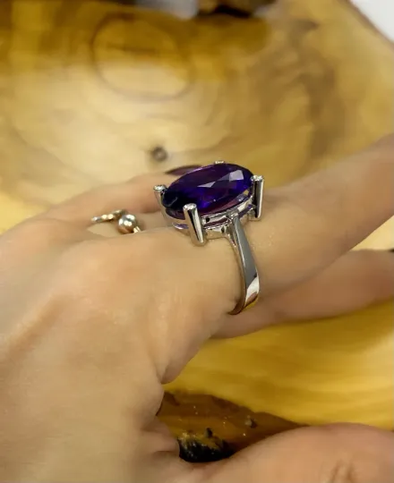 Oval Amethyst Statement Ring