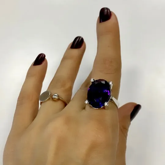 Oval Amethyst Statement Ring