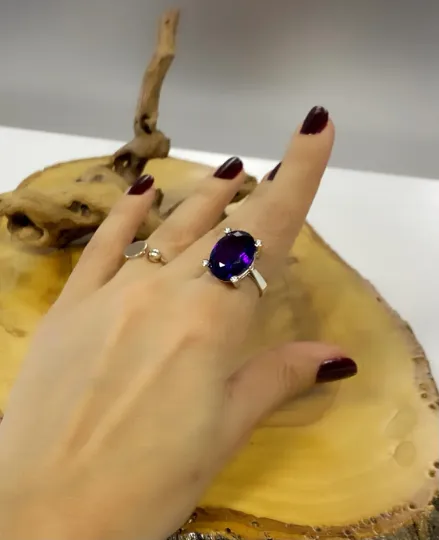 Oval Amethyst Statement Ring
