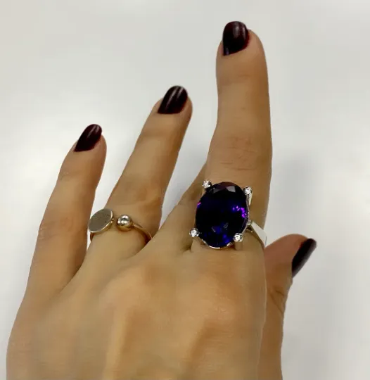 Oval Amethyst Statement Ring