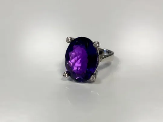 Oval Amethyst Statement Ring