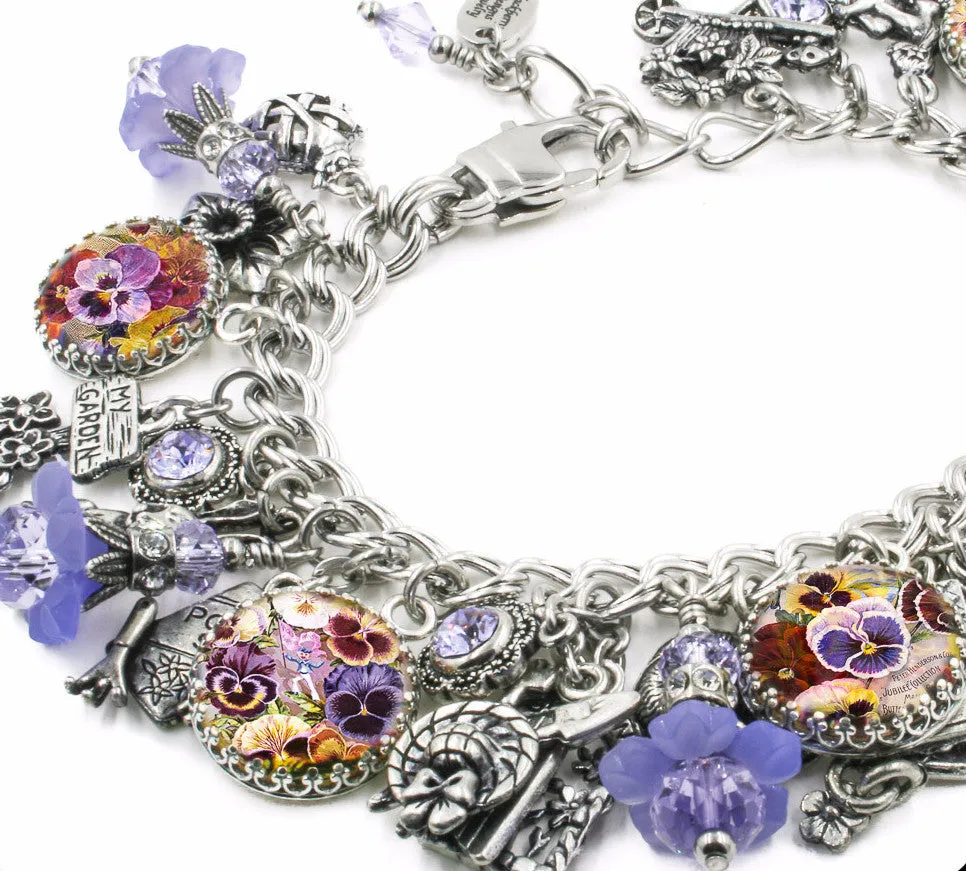 Pansy Amethyst Charm Bracelet
