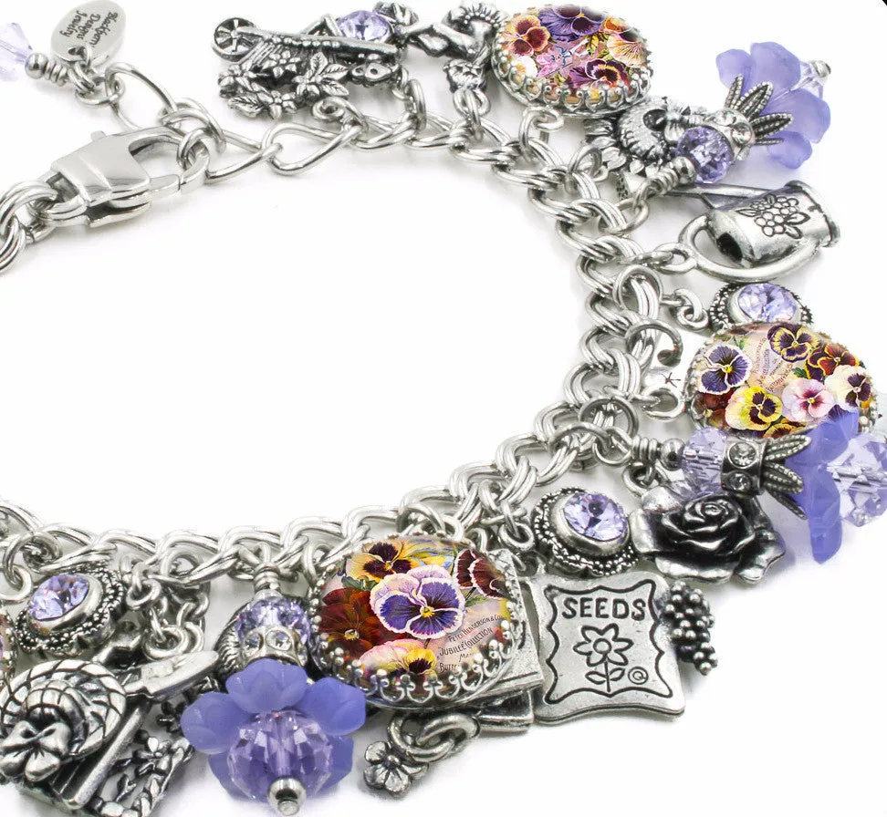 Pansy Amethyst Charm Bracelet