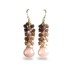 PEACH MOONSTONE CASCADE EARRINGS