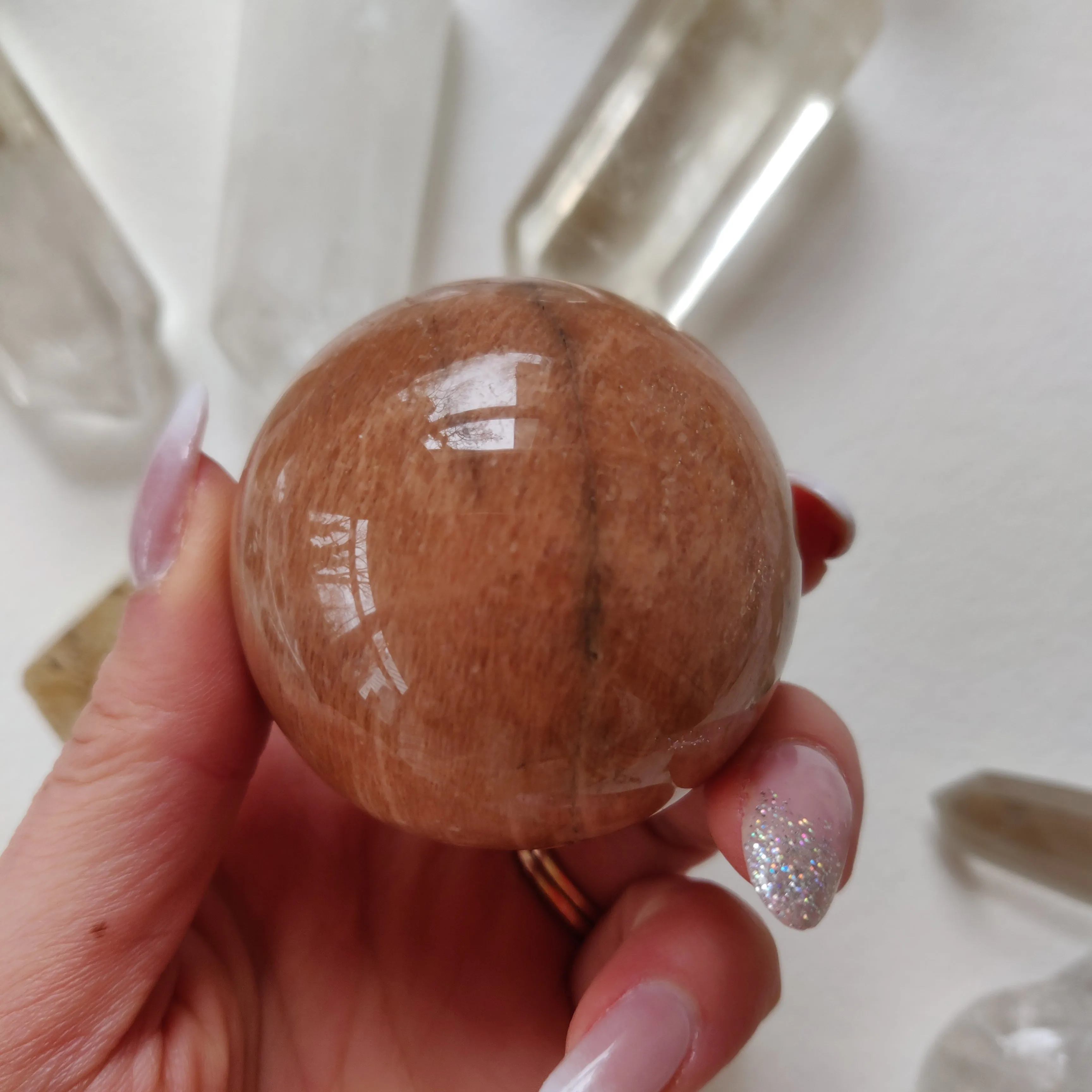 Peach Moonstone Sphere (#2)