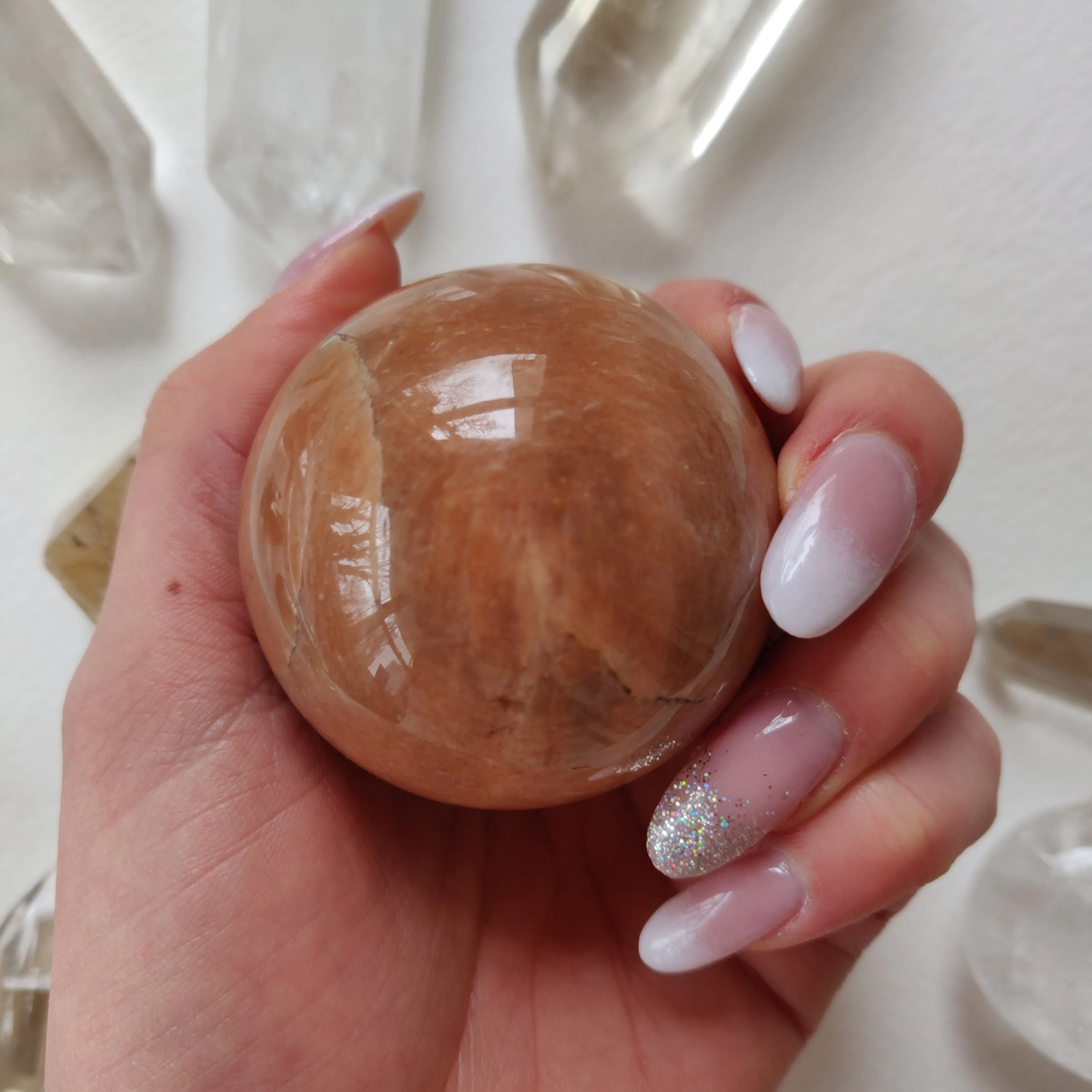 Peach Moonstone Sphere (#2)