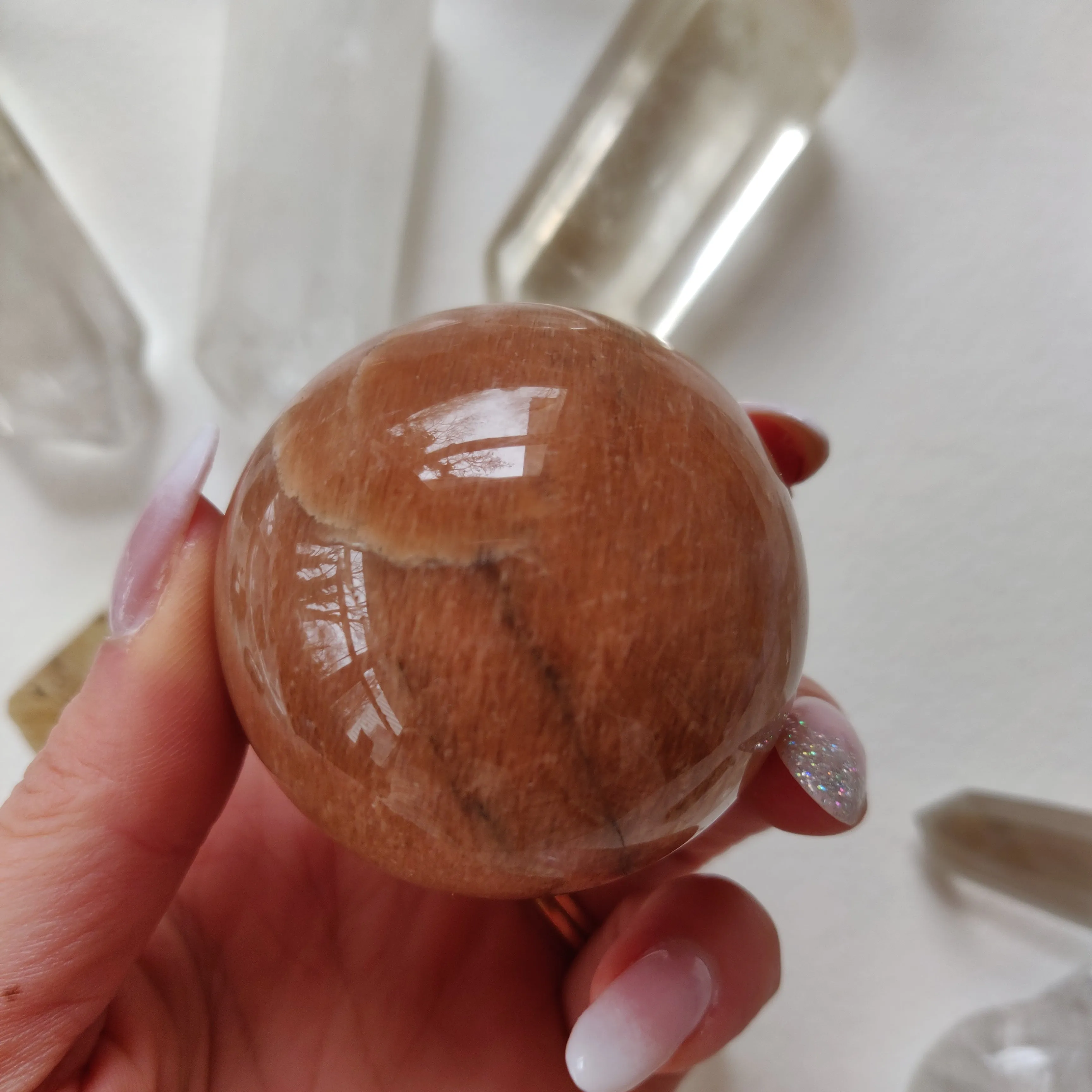 Peach Moonstone Sphere (#2)