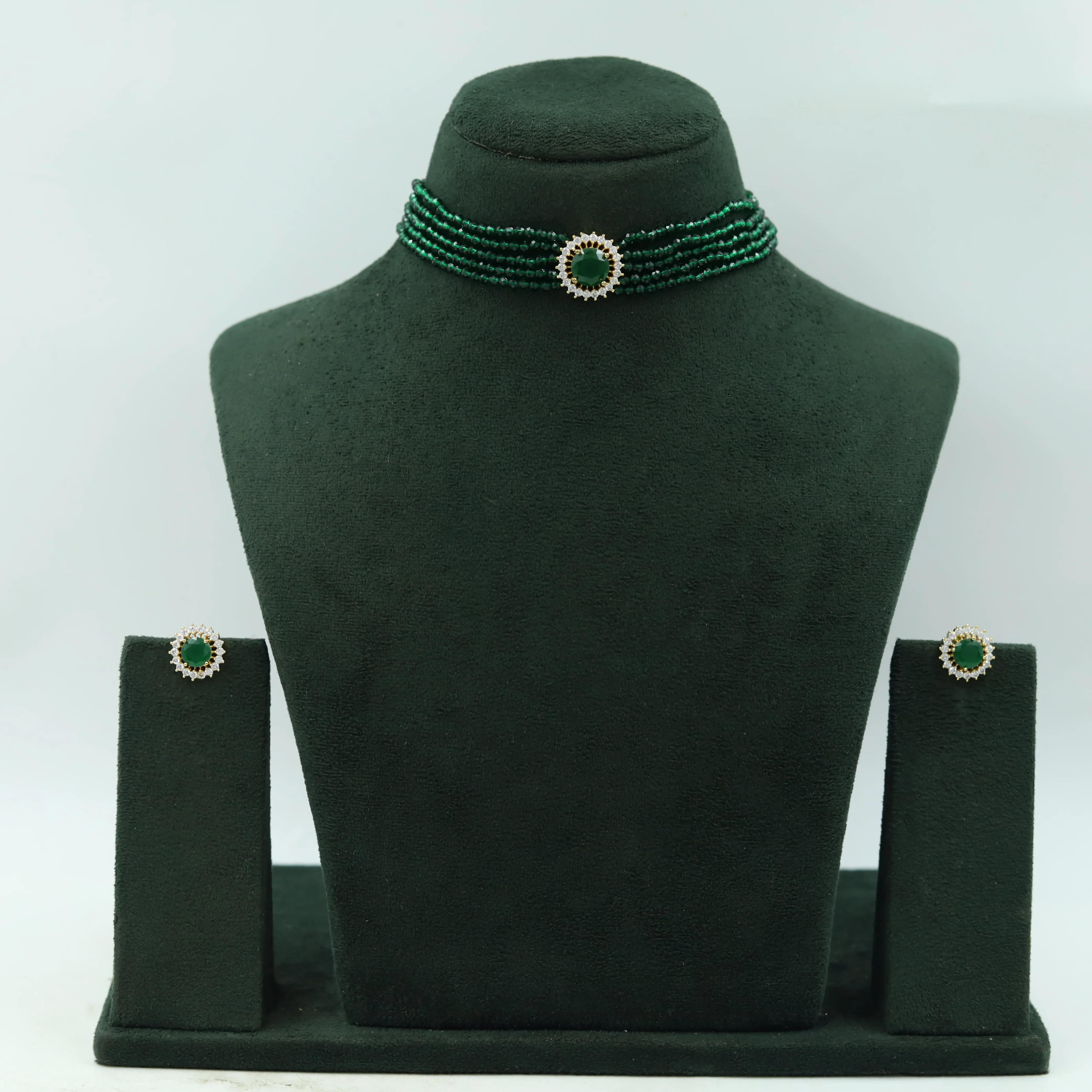Pearl Choker Zircon/AD Necklace Set 13117-33