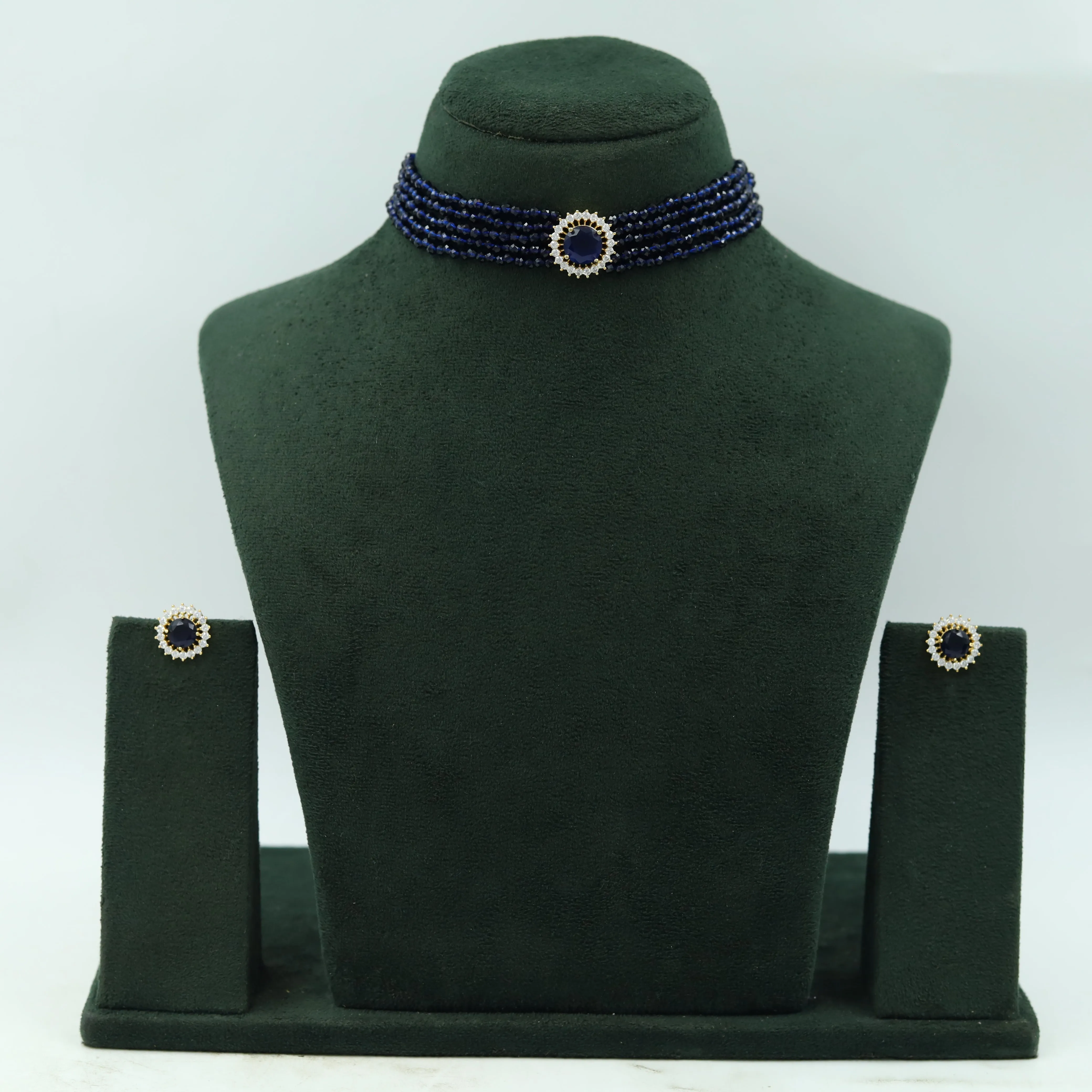 Pearl Choker Zircon/AD Necklace Set 13117-33