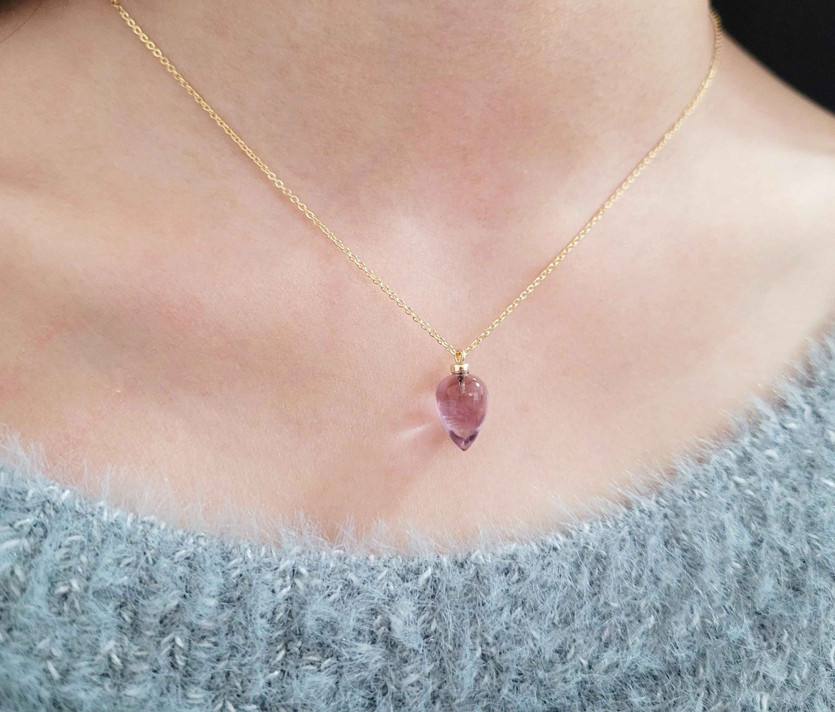 Pink Amethyst Pendant Necklace