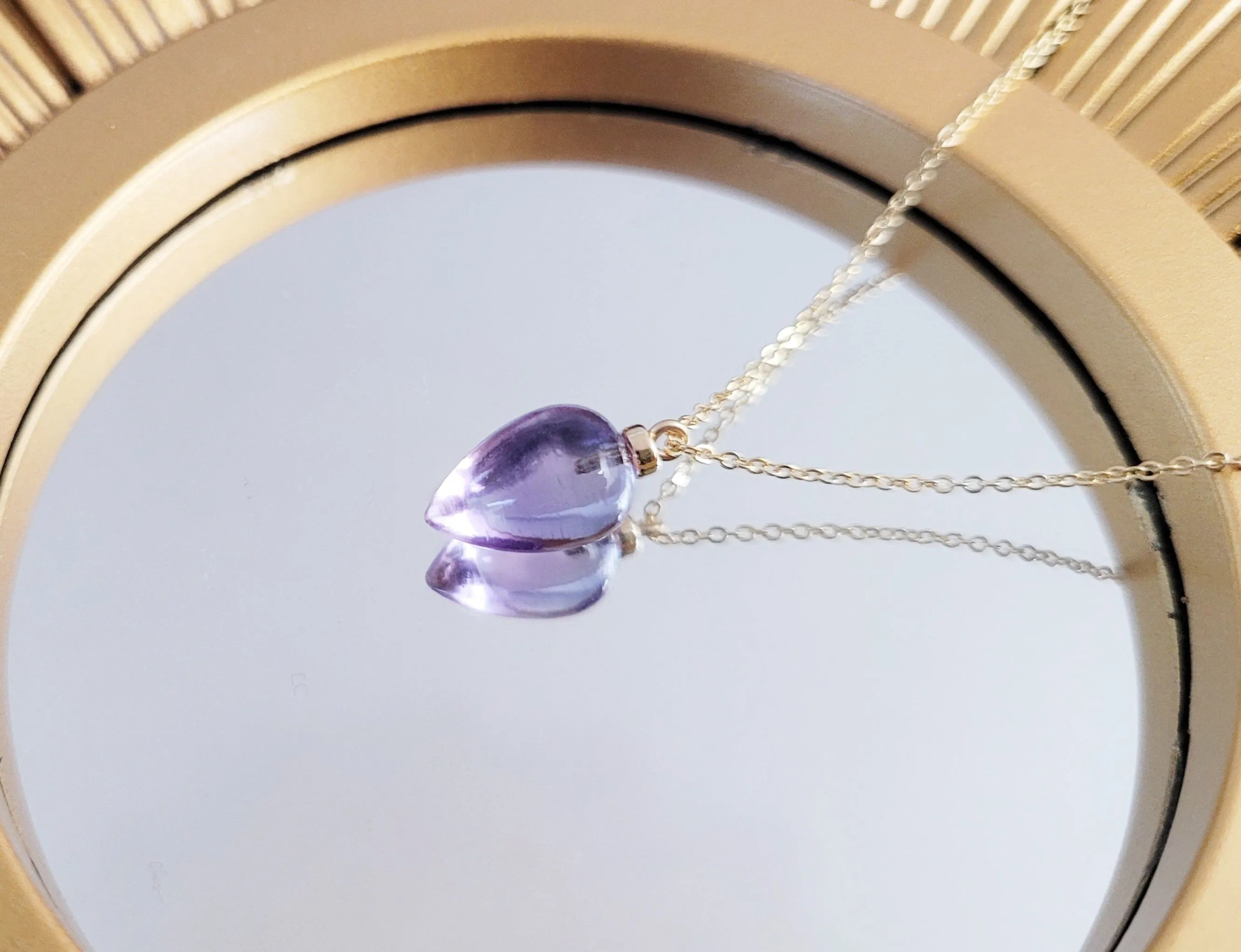 Pink Amethyst Pendant Necklace