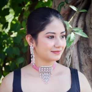 Pink Zircon/AD Choker Set 15949-3096