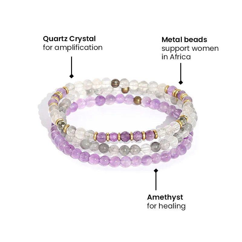 "Emotional Healing" Cloudy Quartz and Amethyst Jewelry Bundle