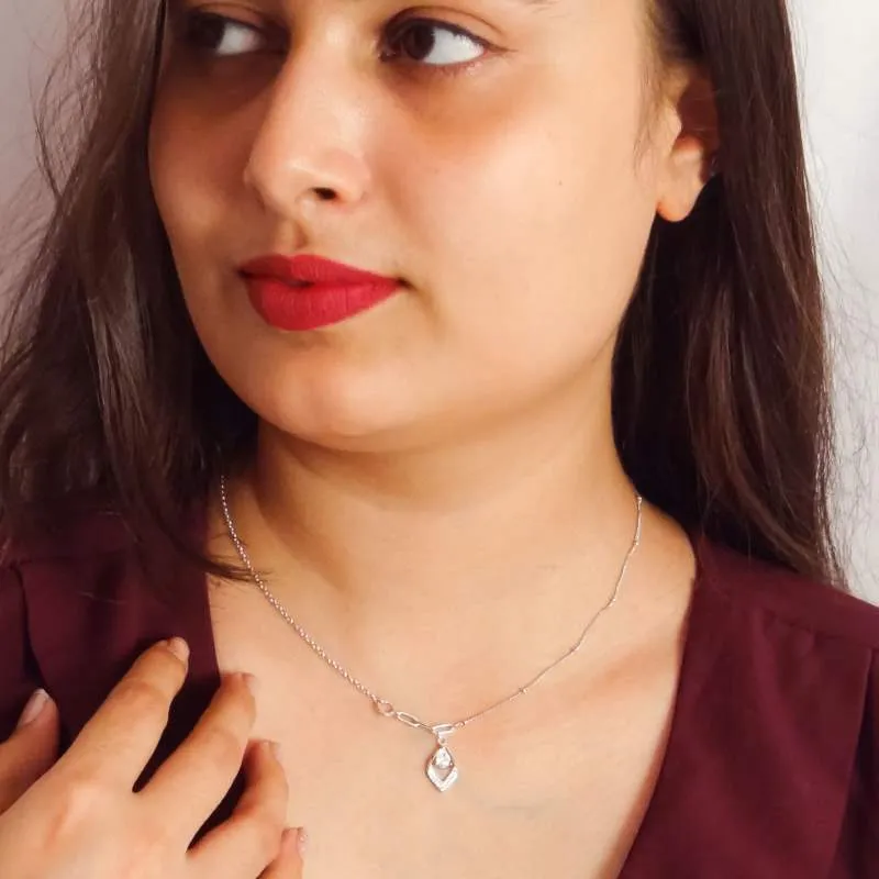 Radiant Teardrop Necklace with Center Zircon