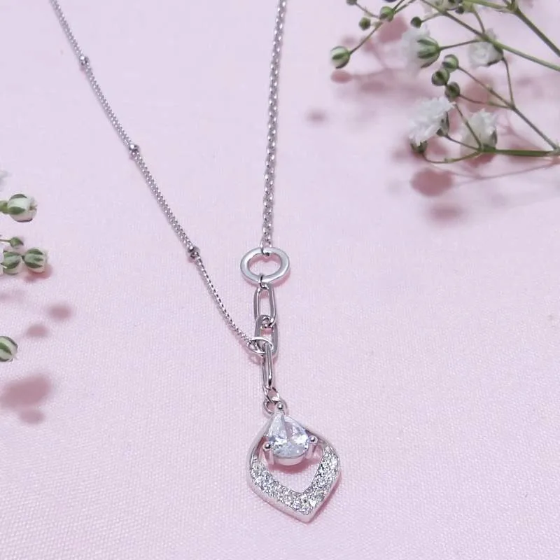 Radiant Teardrop Necklace with Center Zircon