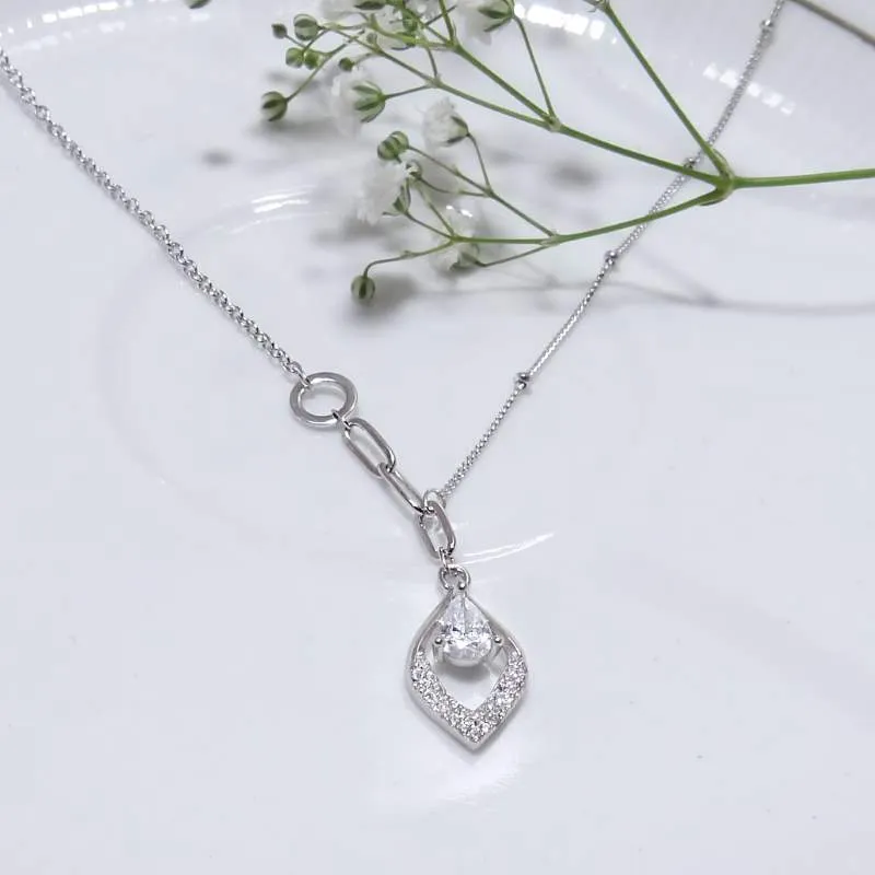 Radiant Teardrop Necklace with Center Zircon