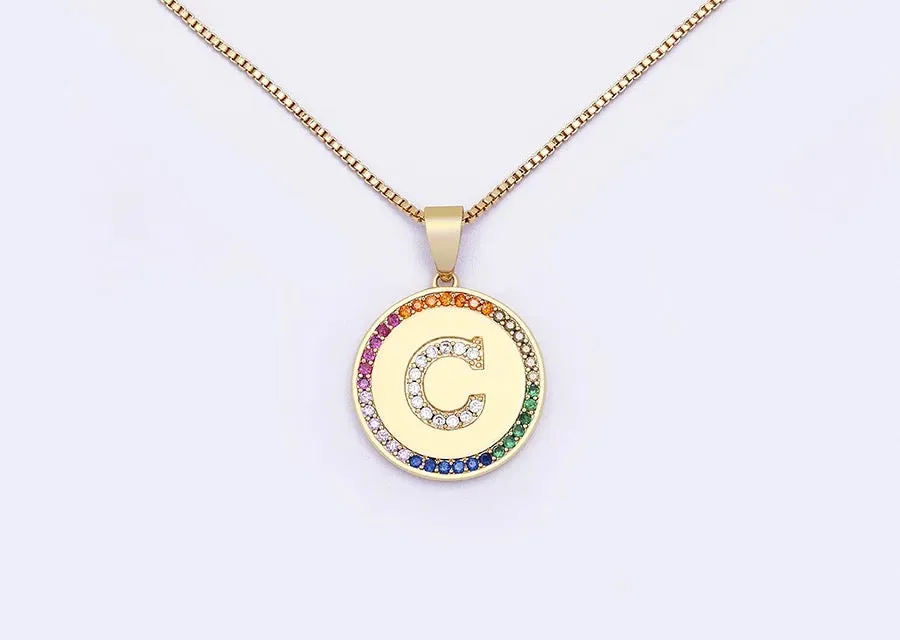 Rainbow Initial Necklace