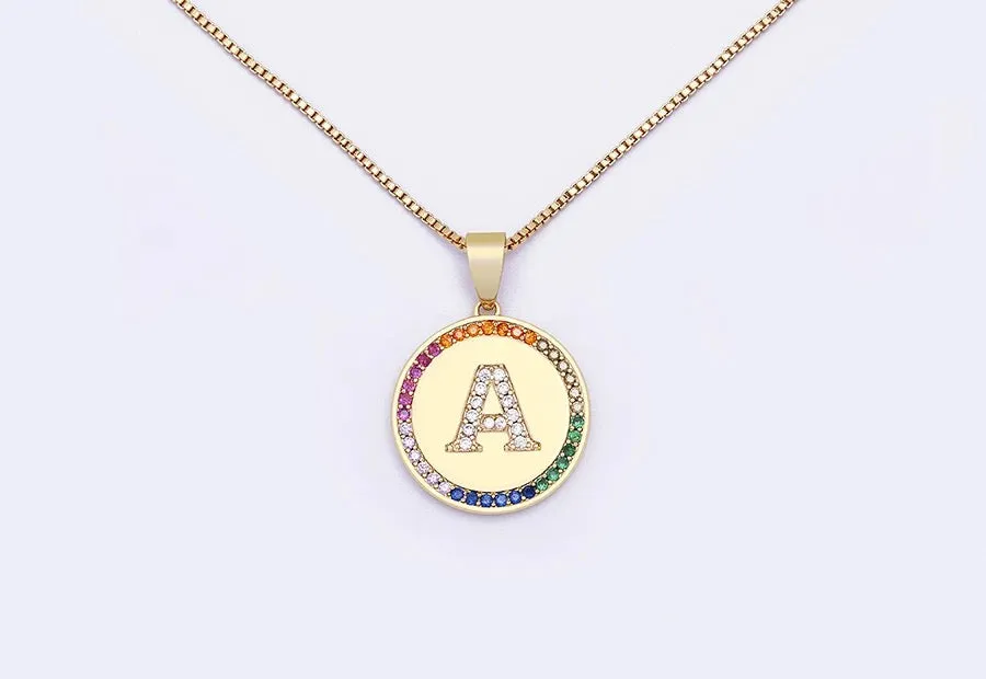Rainbow Initial Necklace