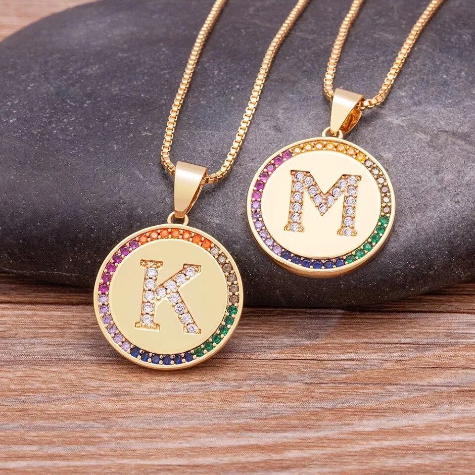 Rainbow Initial Necklace