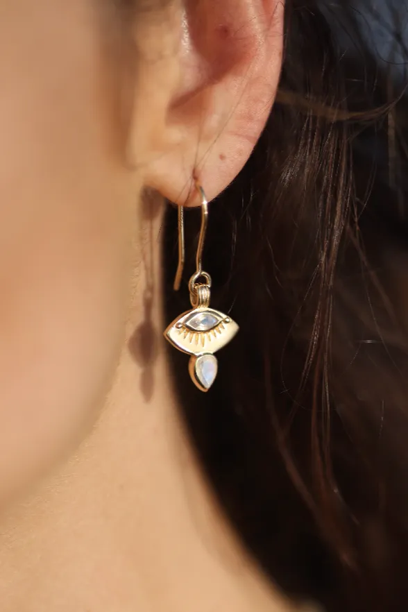 Ray Moonstone Gold Earrings