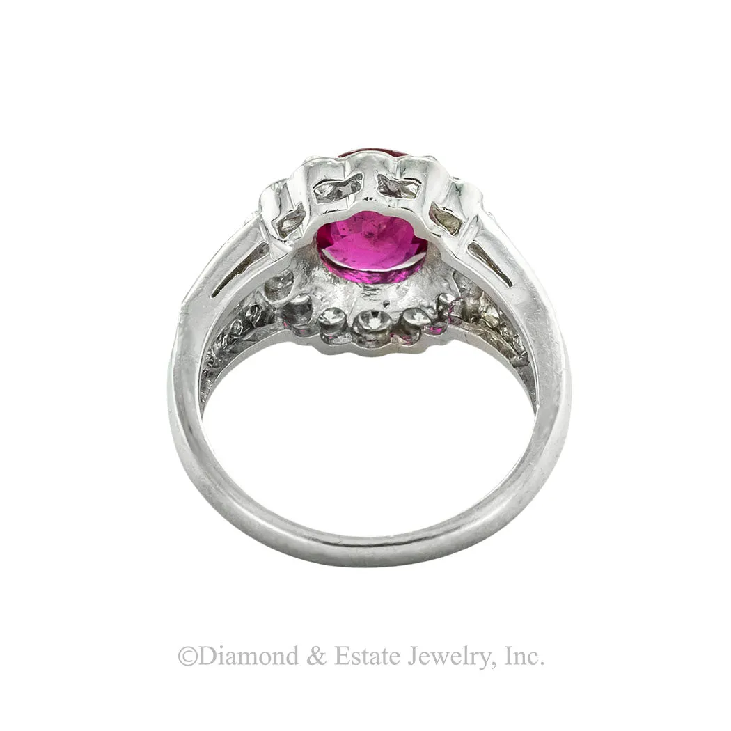 Red 2.04 Carat Ruby Diamond Platinum Ring