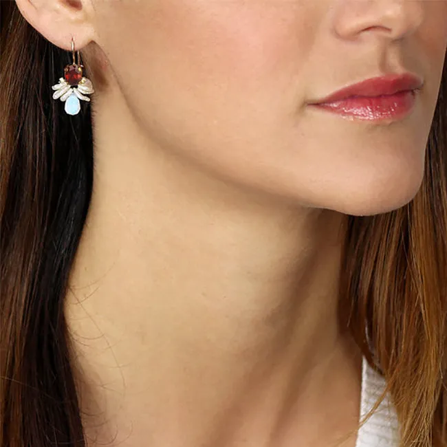 Red Cubic Zirconia Bee Earrings