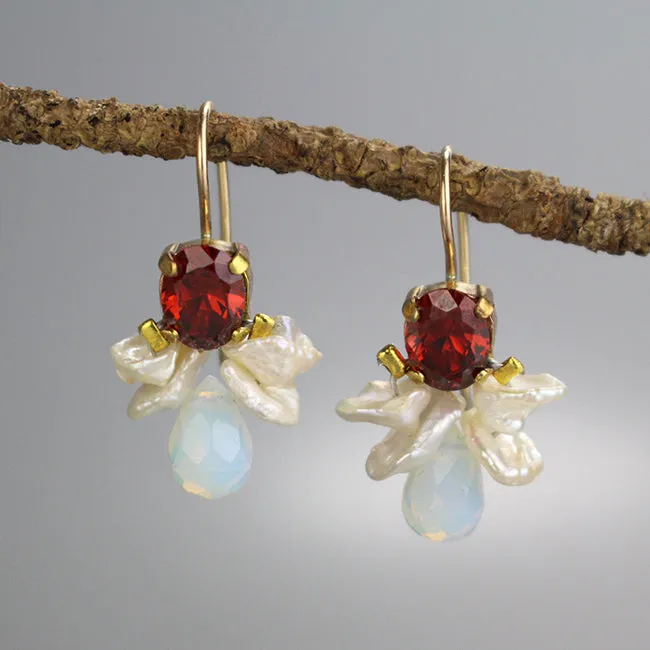 Red Cubic Zirconia Bee Earrings