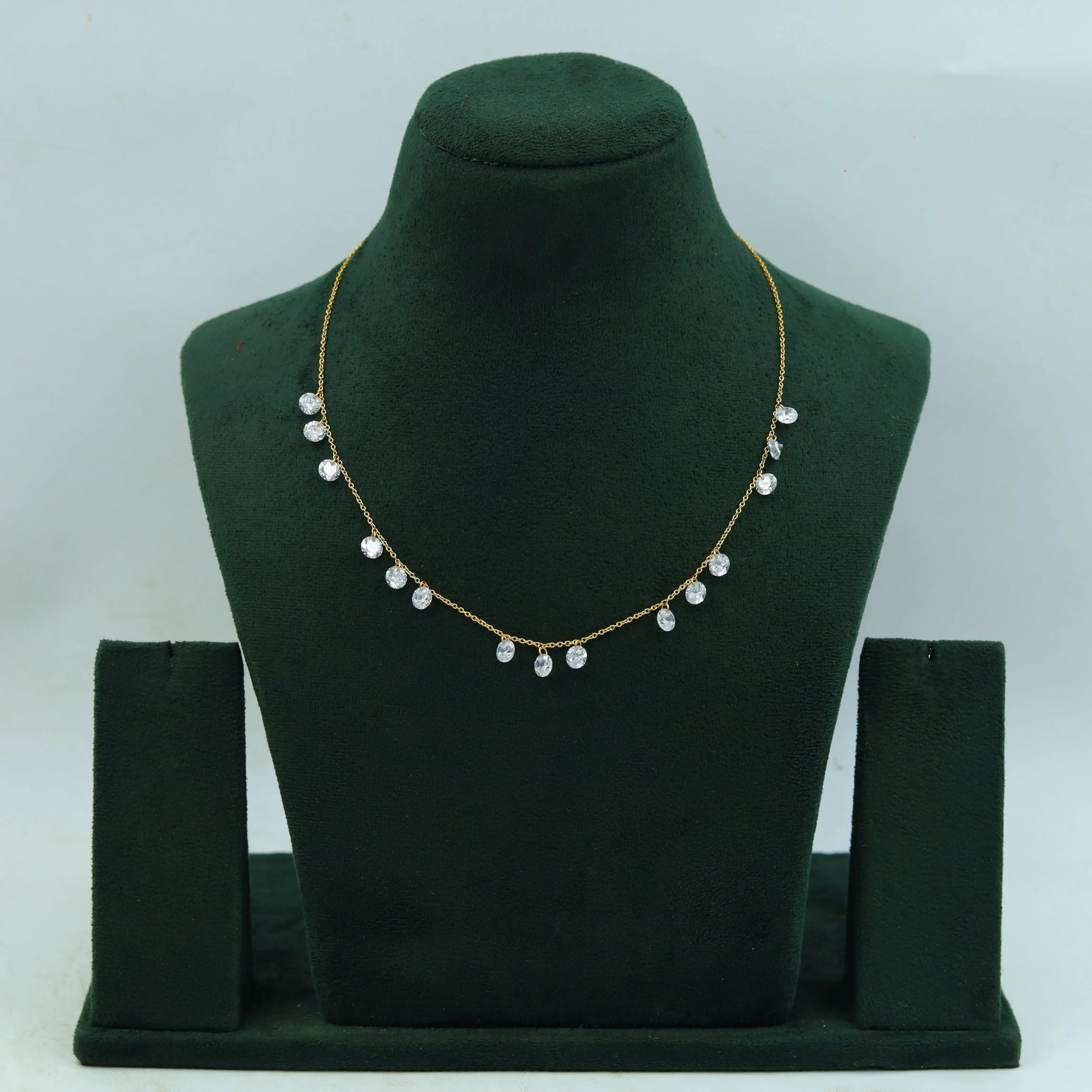 Round Neck Zircon/AD Necklace 15166-05