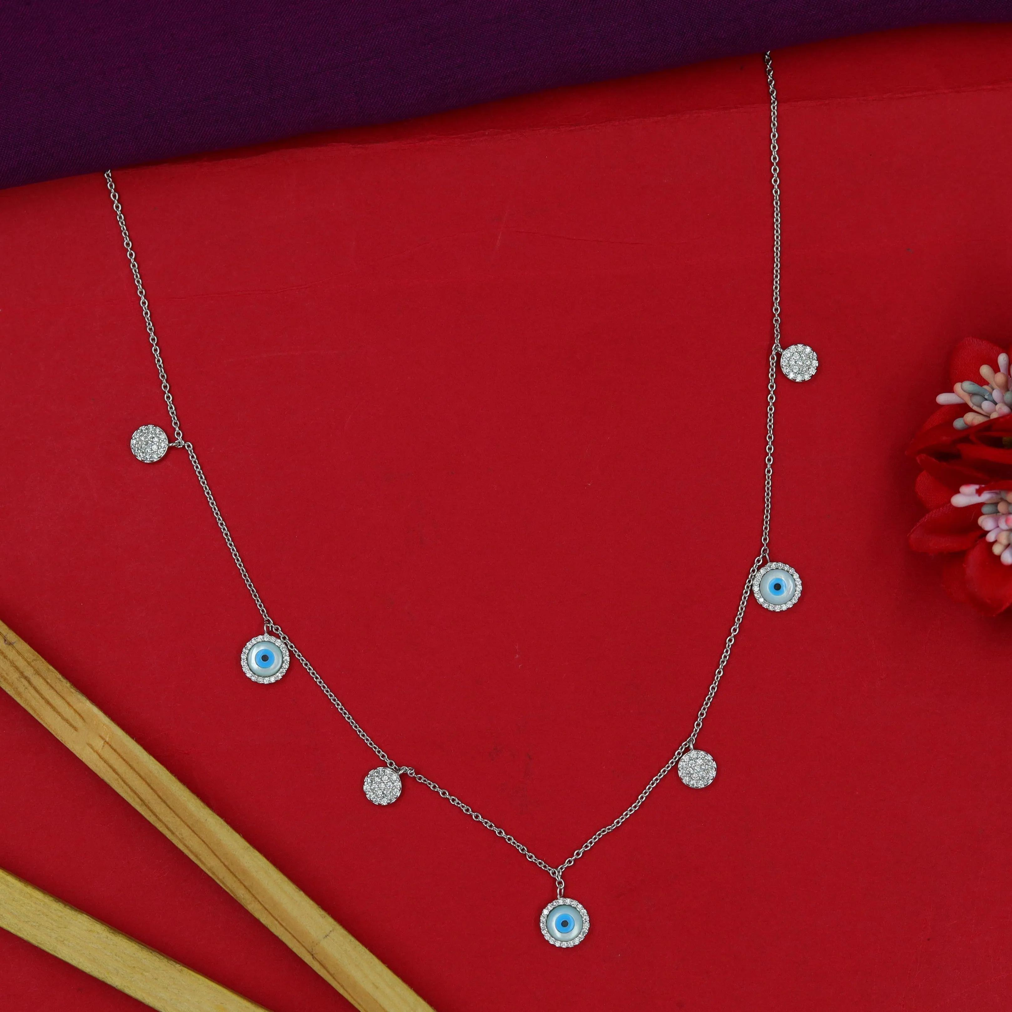 Round Neck Zircon/AD Necklace 15168-05