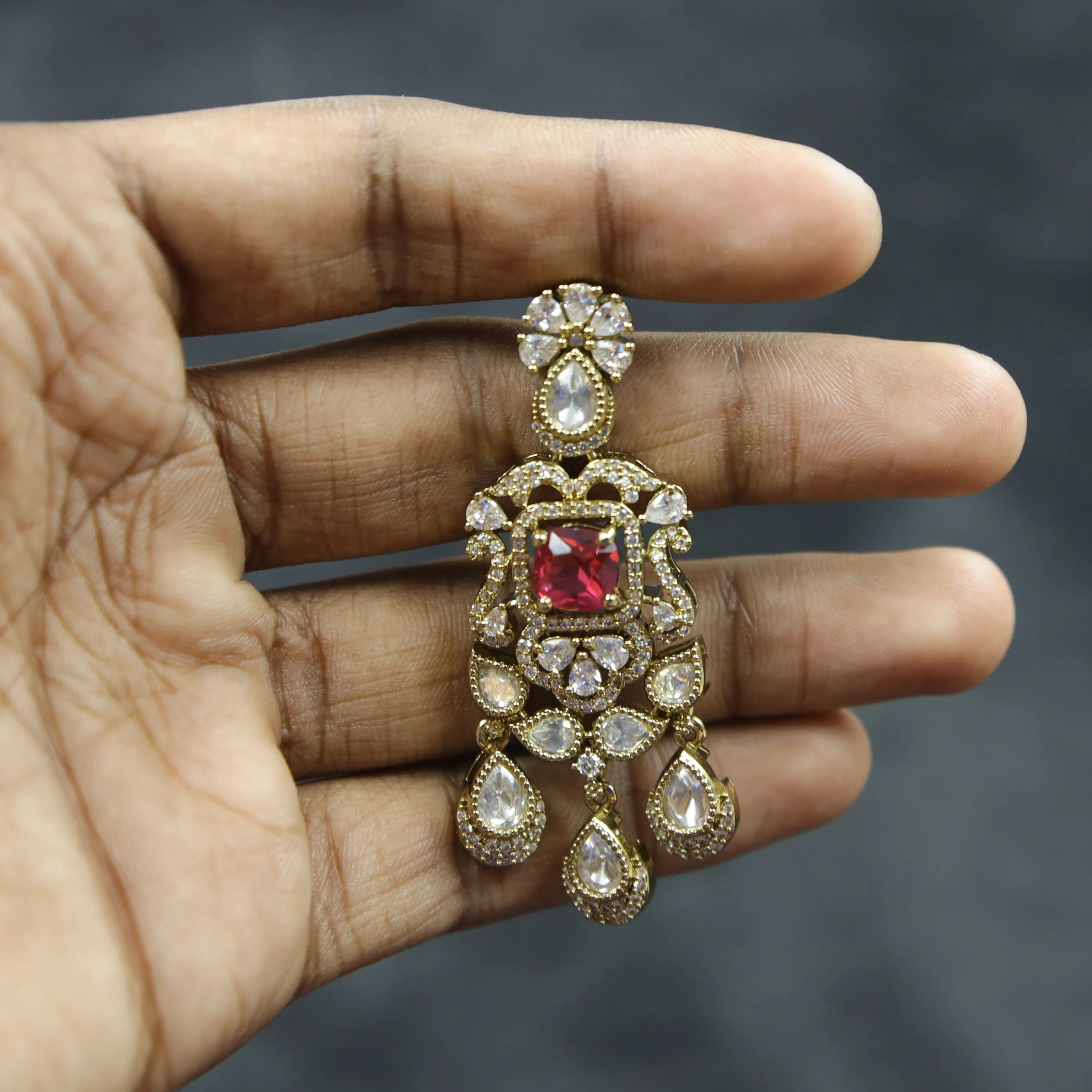 Round Neck Zircon/AD Necklace Set 10558-28