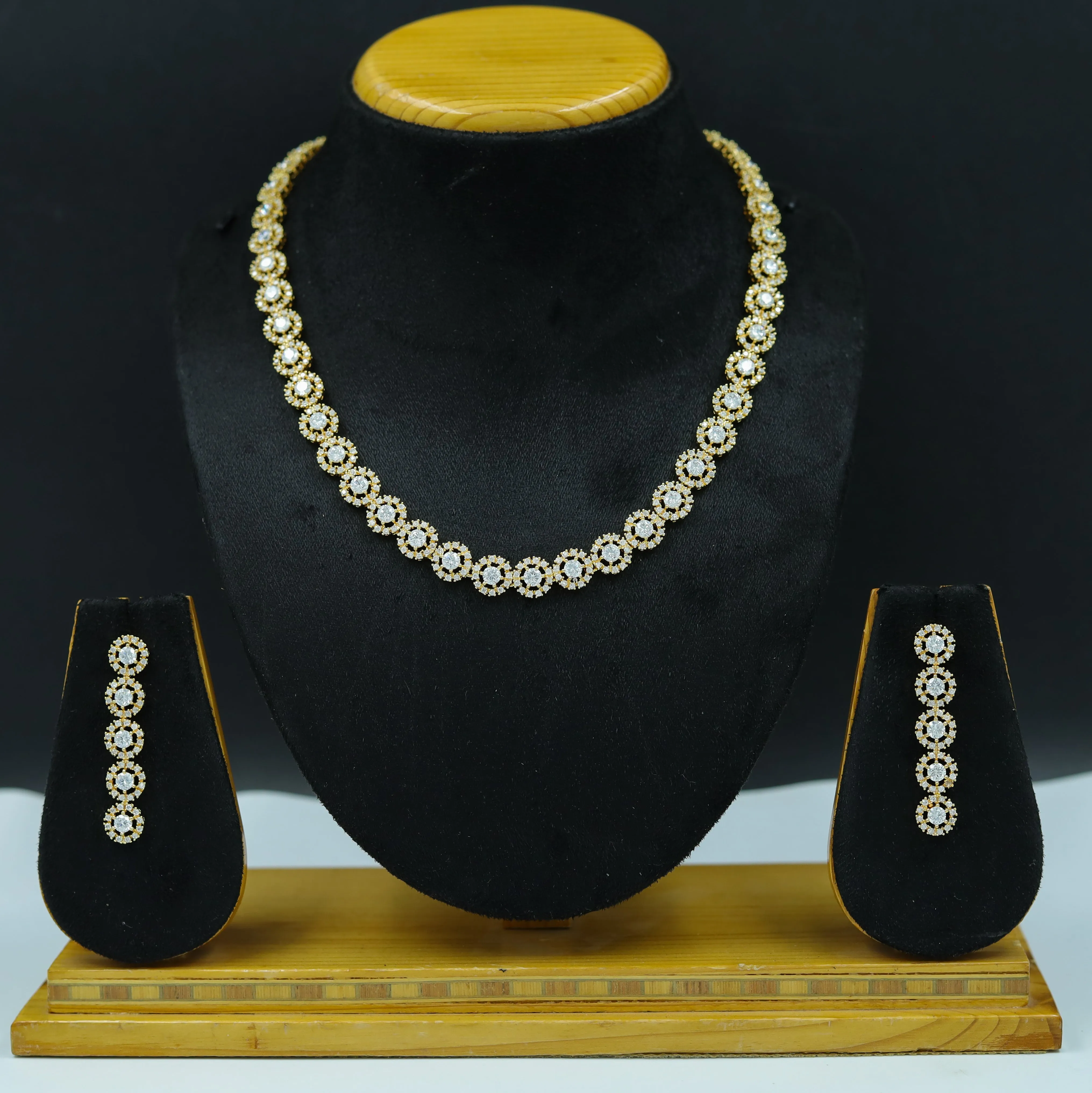 Round Neck Zircon/AD Necklace Set 11816-31
