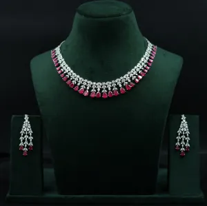 Round Neck Zircon/AD Necklace Set 11904-69